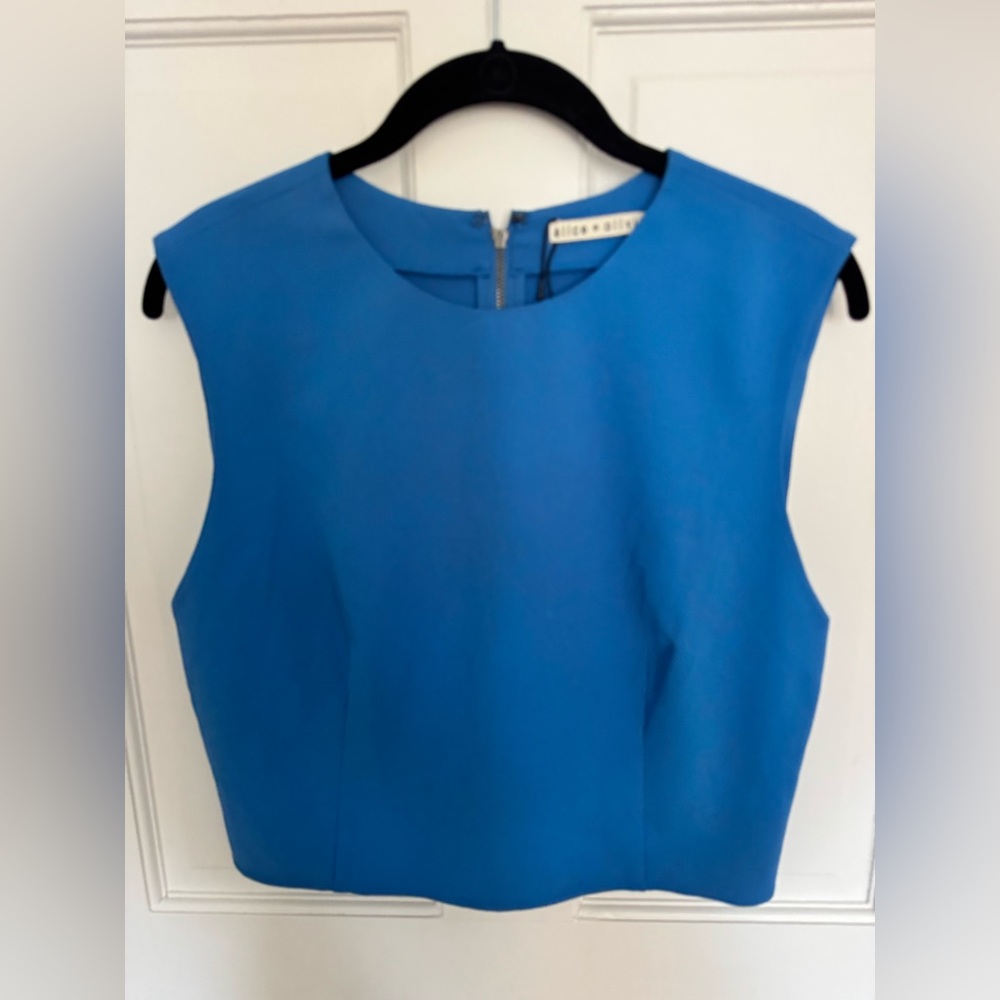 New with tags Alice and Olivia Blue Sleeveless cropped top. SZ L